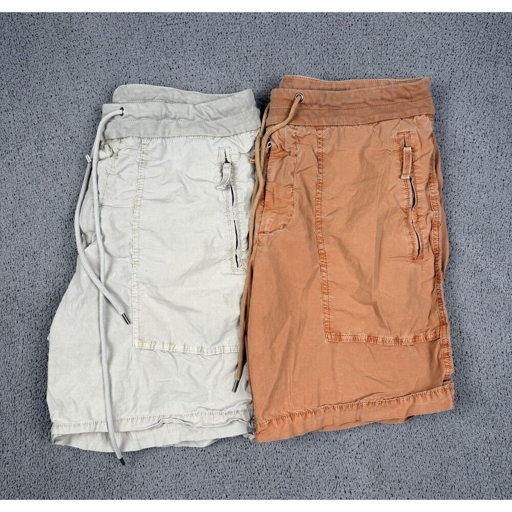 Lot Of 2 James Perse Shorts Womens 3 Orange Beige Cargo Pockets Drawstring